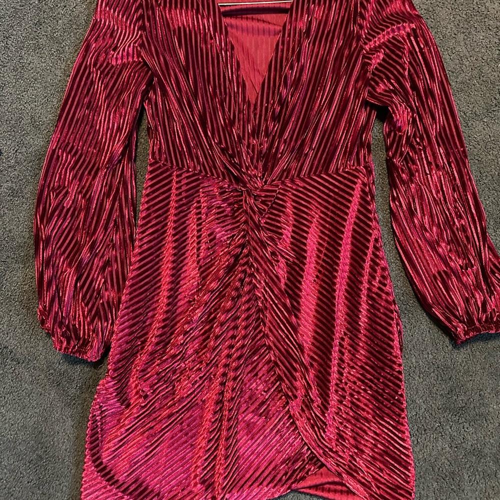 Red Velvet Long Sleeve Dress